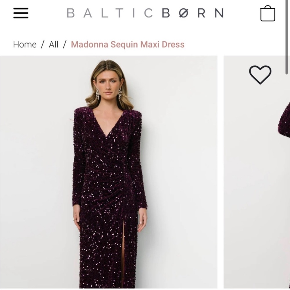 Baltic Born Madonna Sequin Maxi Dress - Plum/Purple, Long Sleeve, Size L